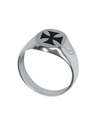 bague templier avec croix gravée en argent