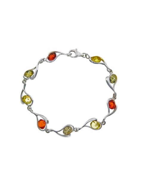 bracelet ambre argent rhodié