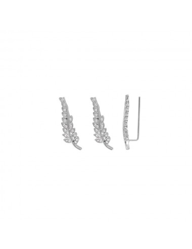 Boucles d'oreilles feuille Argent 925/10 rhodié Oxydes de zirconium